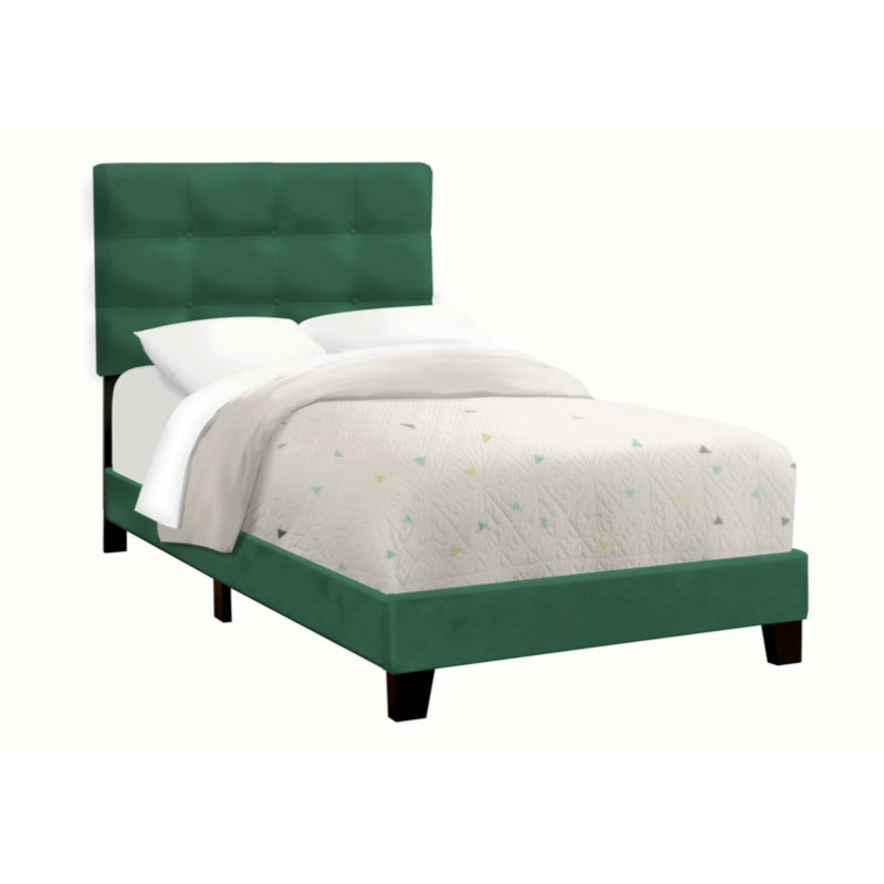 Rojus Upholstered Standard Bed, Green, Twin