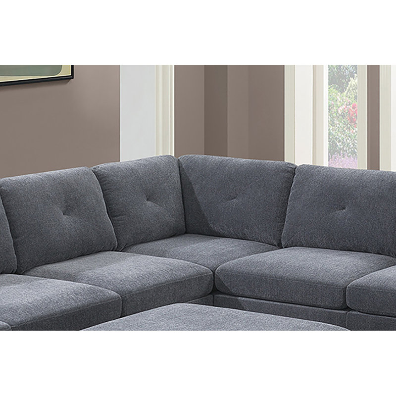 Sadet Collection: 36.5" Wide Square Standard Ottoman, Ash Gray Chenille