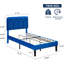 Structure de lit plateforme simple avec tête de lit tapissier en velours et support en lattes de bois, sommier à ressorts / aucun sommier requis-458788538-458787142