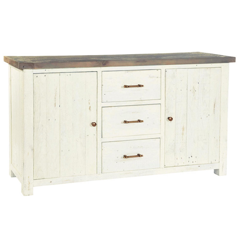 Brents 153 Cm Wide 3 Drawer Pine Solid Wood Sideboard