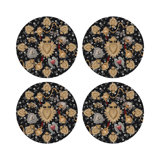 Ex Vote Skulls Black Vegan Leather Round Pebble Placemat