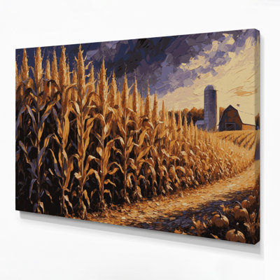 «Farm Fall Cornstalks», art mural sur toile noire