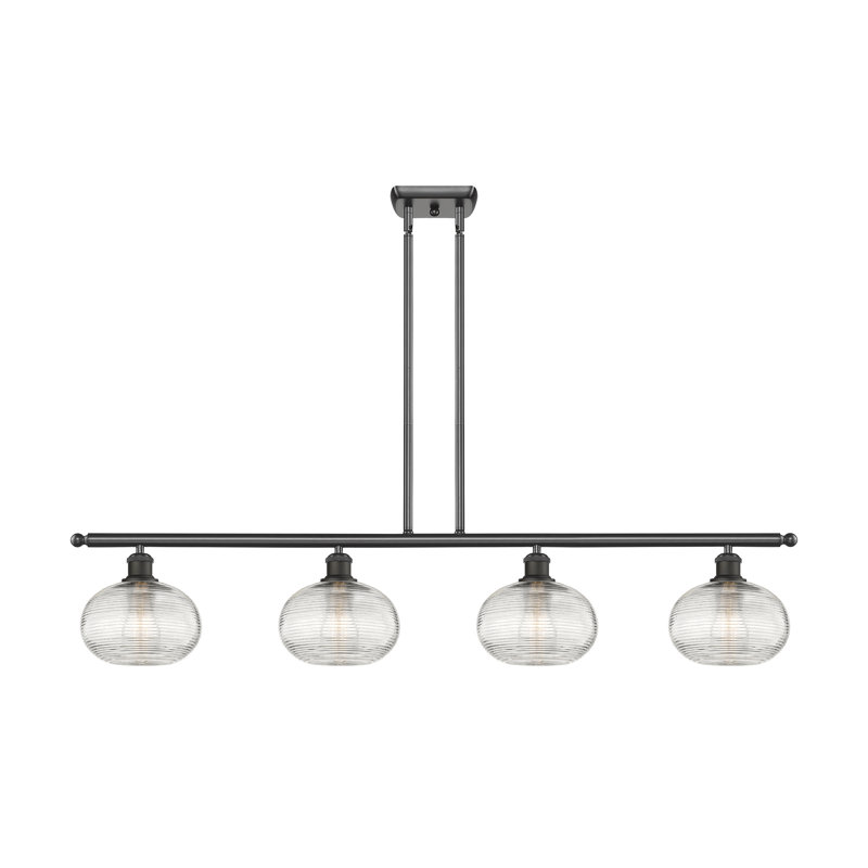 Luminaire suspendu pour îlot de cuisine 4 lumières Larrick, Bronze huilé