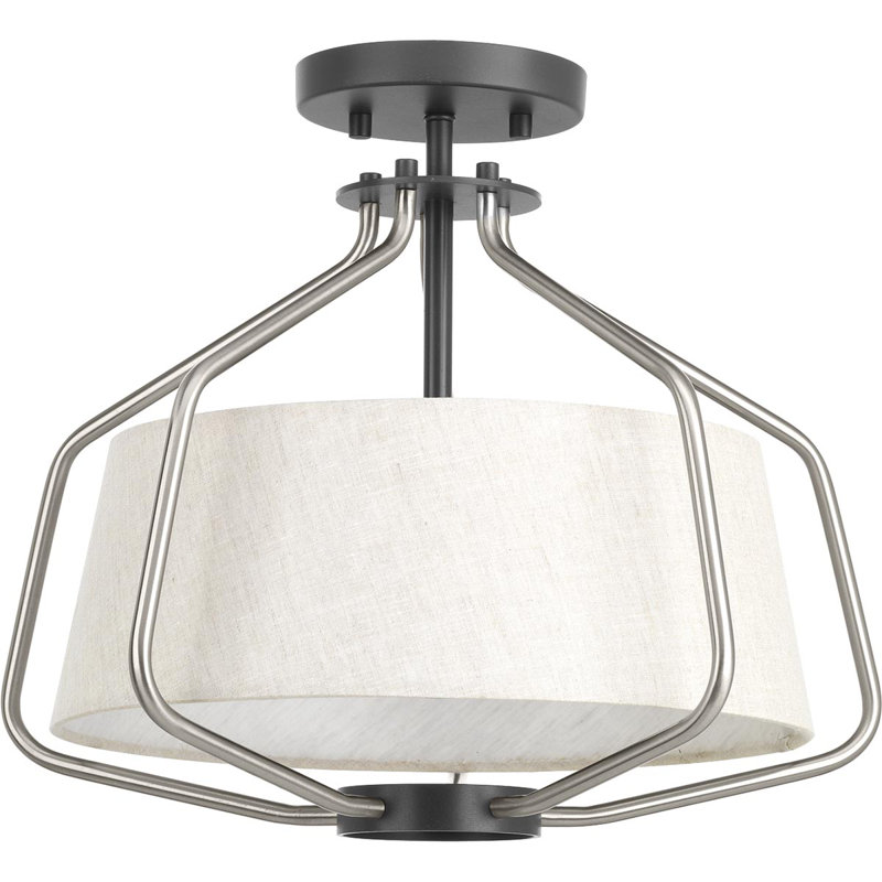 Geib Fabric Semi Flush Mount, Brushed Nickel