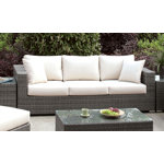 Darroch 88.13'' Wide Rectangle Wicker Patio Sofa with Cushions