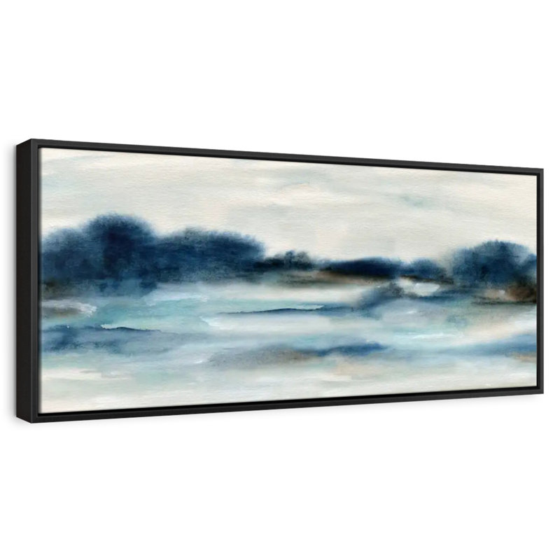 Vue panoramique sur la baie, 25 po x 9 po, Cadre flottant noir
