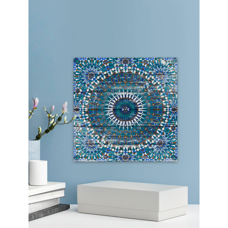 «Moroccan Blue», reproduction sur bois, H 40 po x l 40 po x P 1,5 po