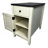 Farmhouse End Table Bedside Table With Charging Station,Night Stand With Barn Door And Drawer, Storage For Bedroom Living Room ,Bedside Table,  White+Black Color