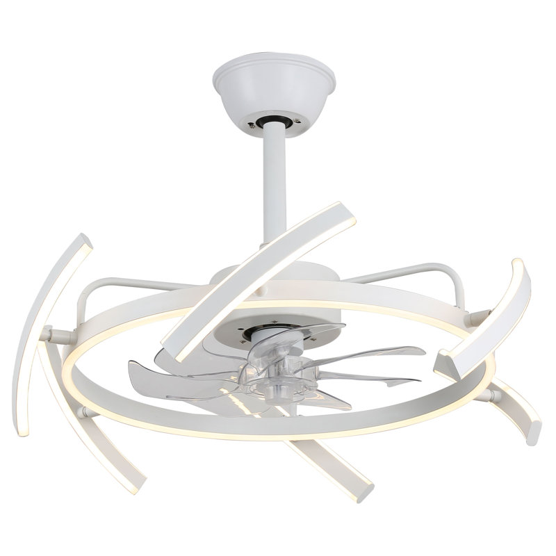 Olamide 24" DIY Shape Adjustable Ceiling Fan with Lights Remote and APP Control, White