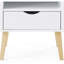 Table d'appoint blanche de style moderne du milieu du siècle, idéale pour les petits espaces. Tiroir et compartiment pour téléphone inclus. Pieds en bois massif. Design américain. Table d'appoint en bois dur. Chambre compacte. Rangement. Fabriqué en bois massif.