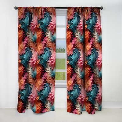 Motif tropical Coral Illusion III - Rideau floral - Rideau occultant en velours - 1 panneau