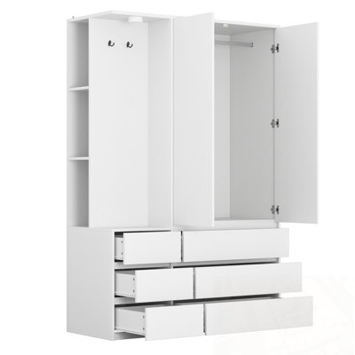 Armoire en bois avec 2 portes et 6 tiroirs