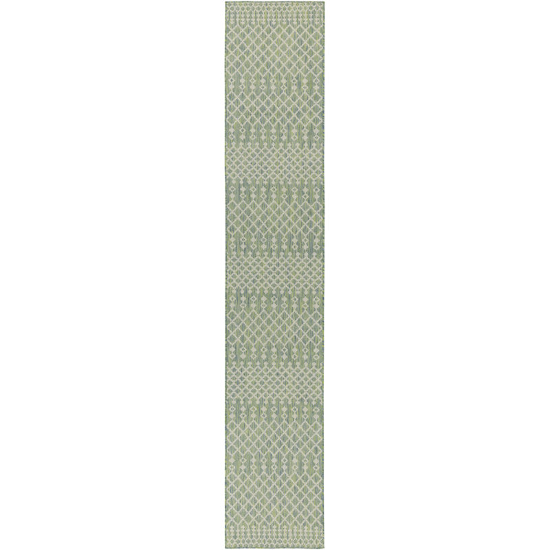 Tapis intérieur / extérieur Robbs, Bleu et vert, Tapis de couloir 2 pi 2 po x 12 pi