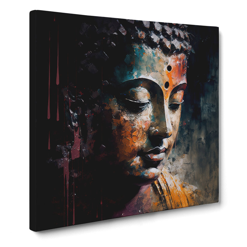 Buddha Palette Knife Painting - No Frame Print, 50cm H x 50cm W x 3cm D