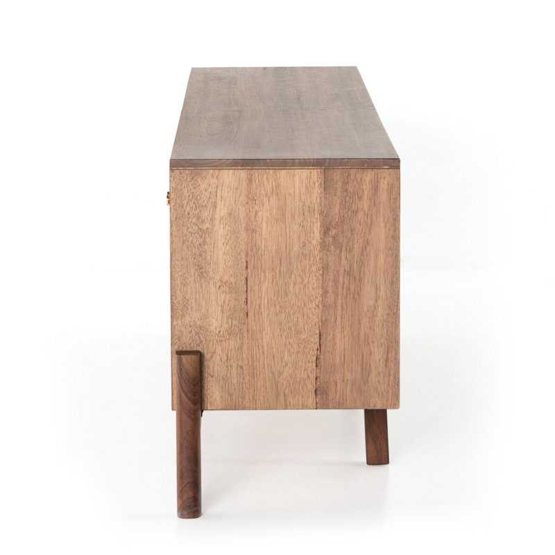 Reza Solid Wood Media Console, Smoked Honey
