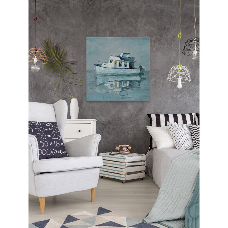 Boat Reflection by Parvez Taj - 1 Piece Wrapped Canvas Painting, 61 cm H x 61 cm W