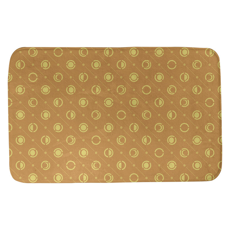 Tapis de bain géométrique antidérapant en microfibre Moon phases, l 17 po x L 24 po, Orange/jaune