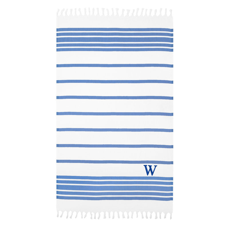 Herringbone Cotton Beach Towel, Royal Blue/Navy, W