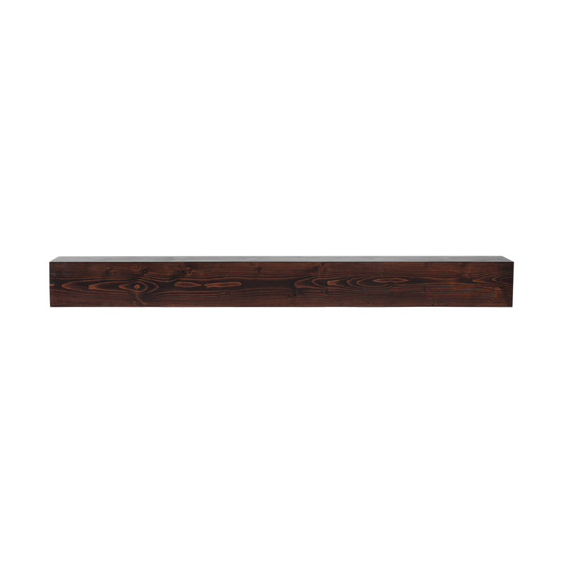 Gracie Oaks Fireplace Mantel Wood Shelf Floating Rustic Fireplace Mantel 60", Dark Brown