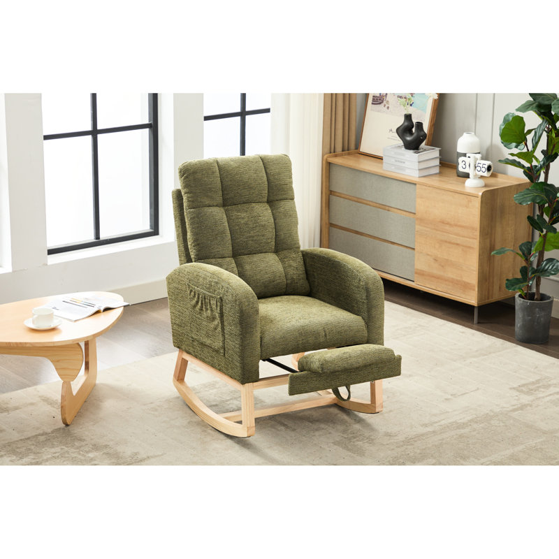 Chaise berçante pratique pour longtemps - assise avec une éponge haute densité et une poche latérale dans le salon, Cyan