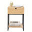 Ensemble de table de chevet à tiroir simple en rotin - grain de bois original