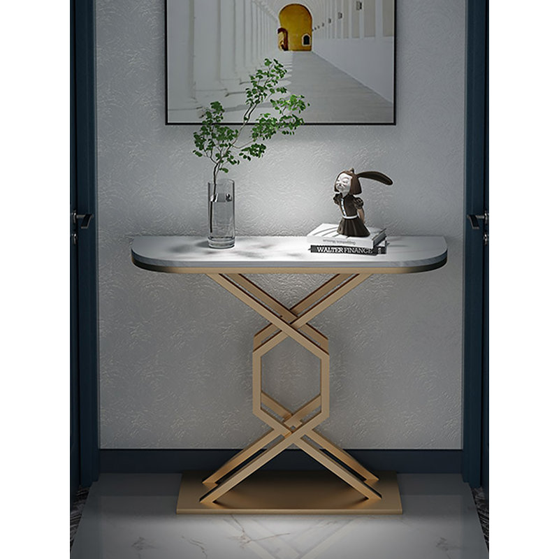 Canapé décoratif contemporain entrelacé géométrique, 31.5" H x 39.37" W x 11.81" D, White / Gold, Gold