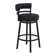 Deherrera Modern Swivel Counter or Bar Stool with Open Low Back and Footrest in Metal and Faux Leather