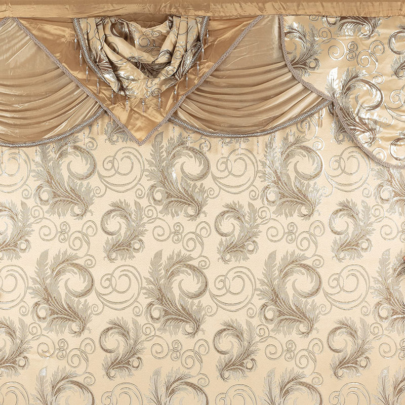 Jacquard Luxury Window 2 Panel Set Curtain with Attached Valance and Backing Bedroom Living Room Dining 2 Curtains 55x84 inches