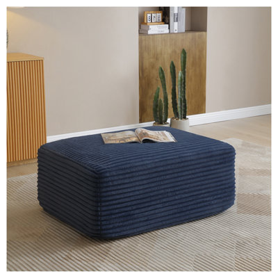 Repose-pieds modulaire en velours côtelé moderne avec rembourrage en mousse bleu