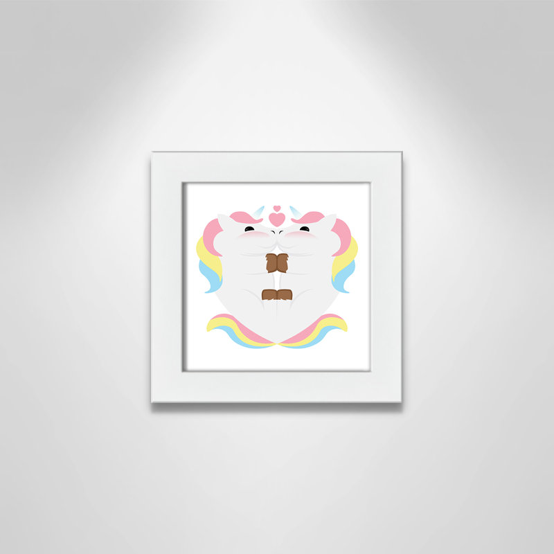 Décoration murale Unicorn Hugs, H 8 po x l 8 po x P 0,63 po, Cadre blanc