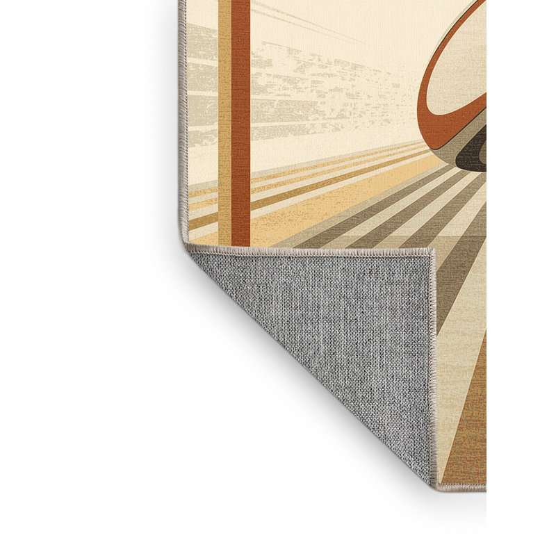 Machine Washable Seth Rugby Conversion Kick Classic Striped Rug in Beige – Beige Binding, 4x6