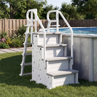Heavy Duty Pool Ladder Above Ground , Dual Handrails Nonslip with 4-Steps, 500 LBS Load Capacity for 46-58 Inch Pools(Double Side)