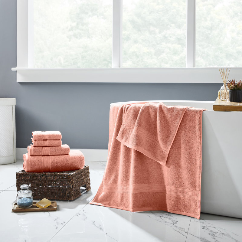 Modern Threads 6-Piece Rayon from  Towel Set - Ultra Soft & Absorbent, Peach