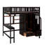 Lit mezzanine double avec bibliothèque, tiroirs, bureau et garde-robe-269832031