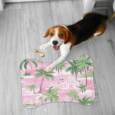 Élégant tapis vert-rose en forme d'os - 1 pièce