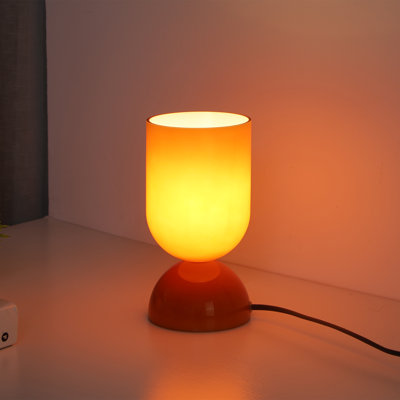 9'' Modern Orange Glass Accent Table Lamp with Dimmer, cULus Certified for Bedroom Nightstands, Living Room Side Tables, Home Offices Desks or Contemporary Decor