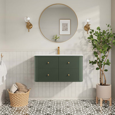 Meuble-lavabo mural flottant avec lavabo en acrylique