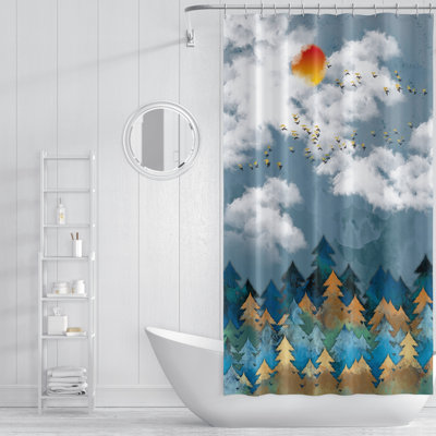 Rideau de douche simple + crochets