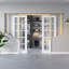 Intérieur de la porte en verre transparent 15-Lite, portes en verre trempé CARB P2 en panneau de fibres à densité moyenne et en verre trempé, avec cadre solide renforcé et trousse de quincaillerie, porte de chambre coulissante pré-finie et imperméable, pour garde-manger, chambre à coucher, salle de bain et garde-robe 64 po x 80 po-121160025-121160028