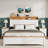 Wooden Bed with Charging Station Storage Headboard-607000854