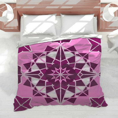 Édredon rose à motif kaléidoscope