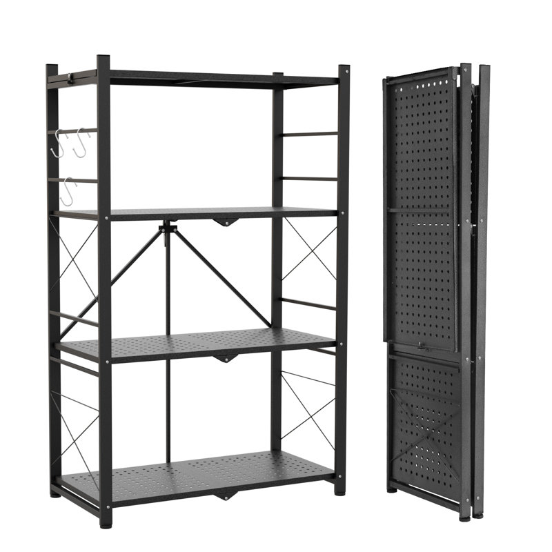 Tablette de serre pliable, étagère de rangement robuste en fil d'acier, Black