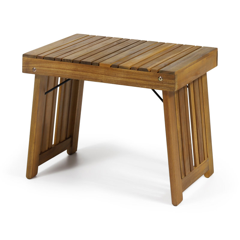 Wood Side Table - Foldable With Slat Top, 21.47W X 14.13D 16.07H Foldable, 21.47 14.13 16.07