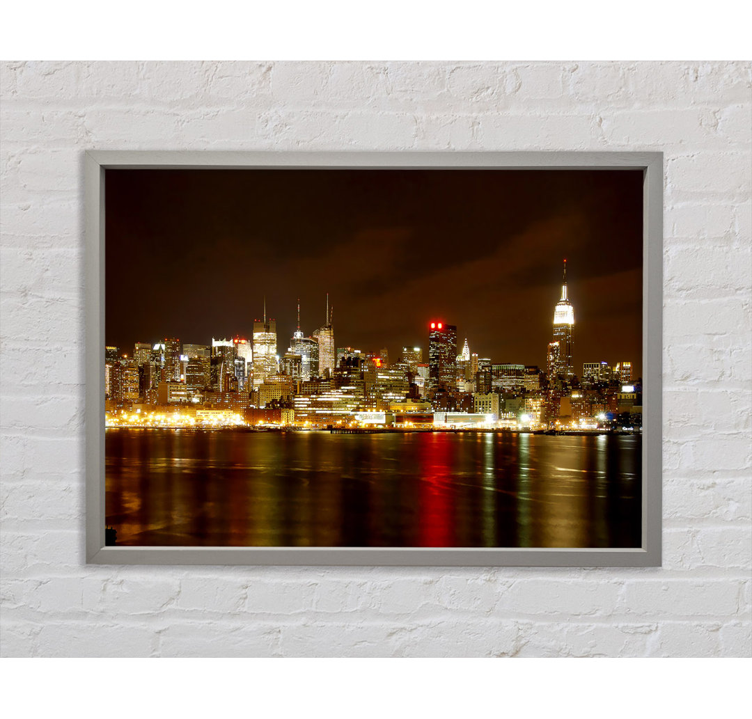 New York City Night Reflections - Einzelbildrahmen Kunstdrucke auf Leinwand