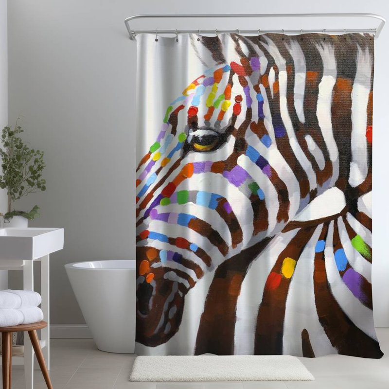 Shower Curtain AN55 – Polyester Shower Curtain, Dye Sublimation Print, 71" W × 74" L