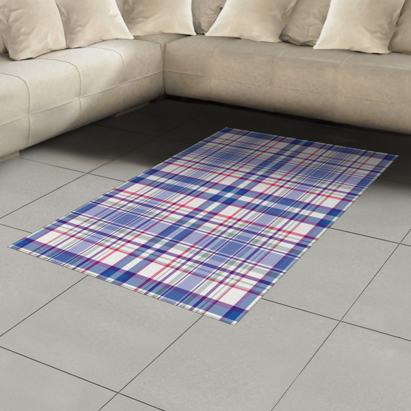 Checkered High Density Long Fiber Poly Threads Decorative Area Rug Carpet, Rectangle 4' x 5'8"
