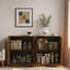 Buffet moderne cannelé avec tablettes réglables et poignées en métal-384813795