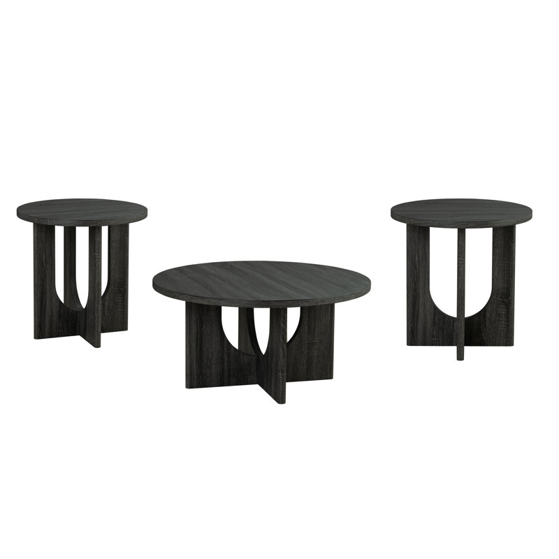 Ensemble de 3 tables basses et tables de bout Horry, Gris