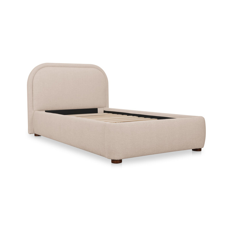 Shonda Upholstered Low Profile Platform Bed, King, Brown