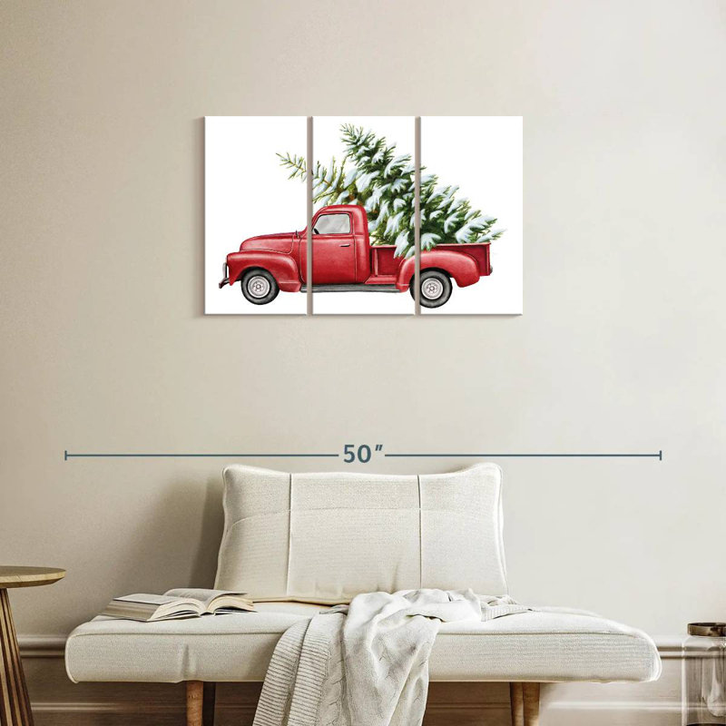 Camion de Noël rouge Lelend, H 20 po x l 33 po